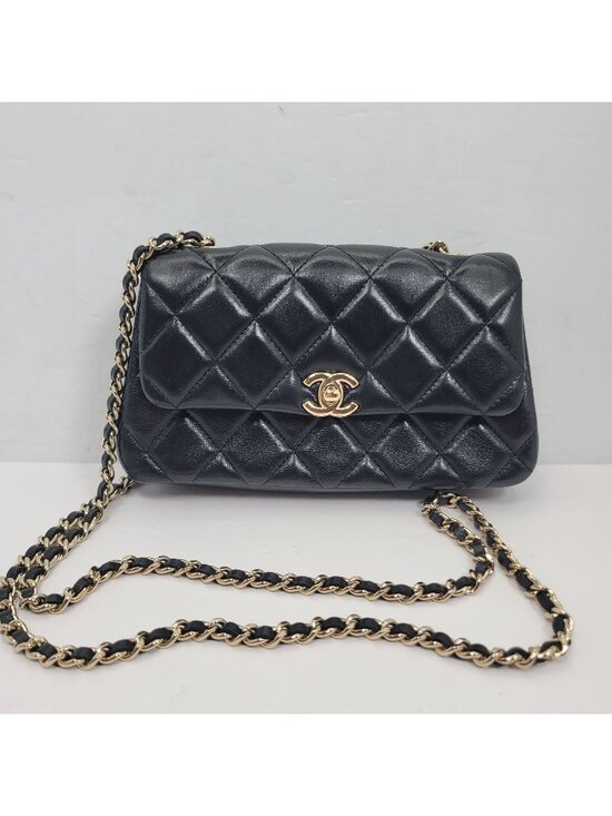 Chanel 25S Handbags - Chanel 25S Classic Flap Bag Black Lambskin With Gold-Tone Chain & Logo France